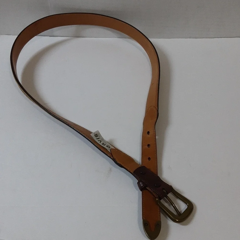 Orvis men's leather brown belt size 44 western festival rodeo casual